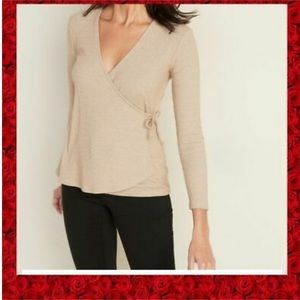 NWT Old Navy Wrap Front Tie Rib Knit Top